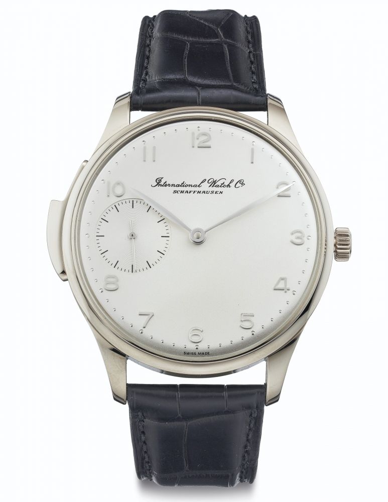 IWC. A Fine 18k White Gold Minute Repeating Wristwatch