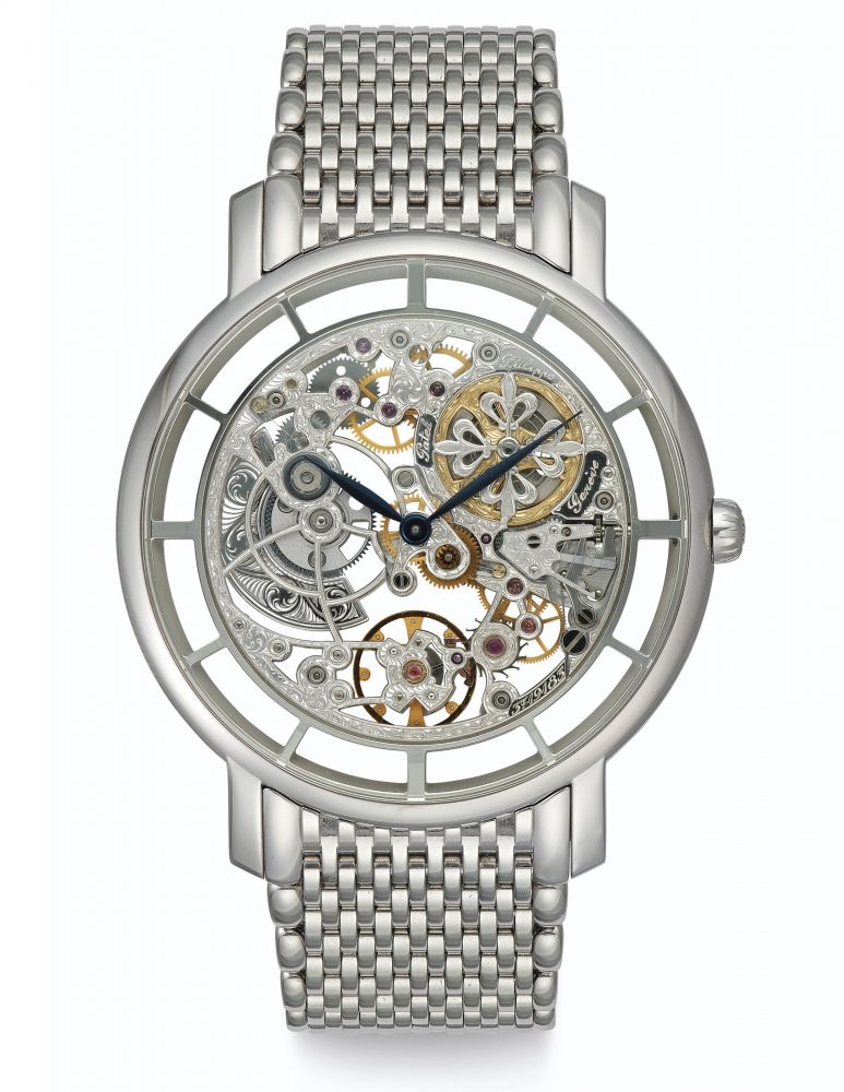 Patek Philippe. A Very Fine and Rare 18k White Gold Skeletonized Automatic Wristwatch with Bracelet