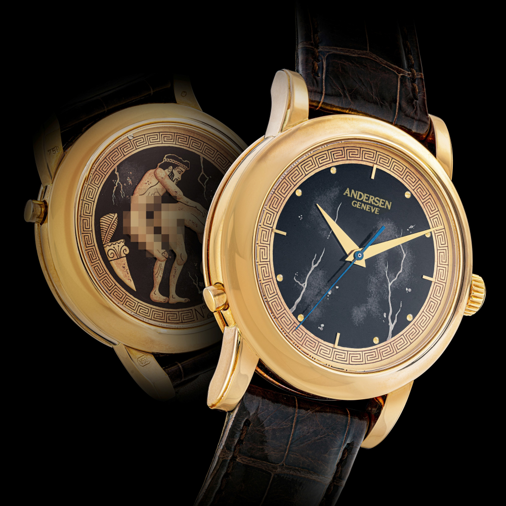 ANDERSEN GENÈVE, GOLD WITH CONCEALED EROTIC AUTOMATON -