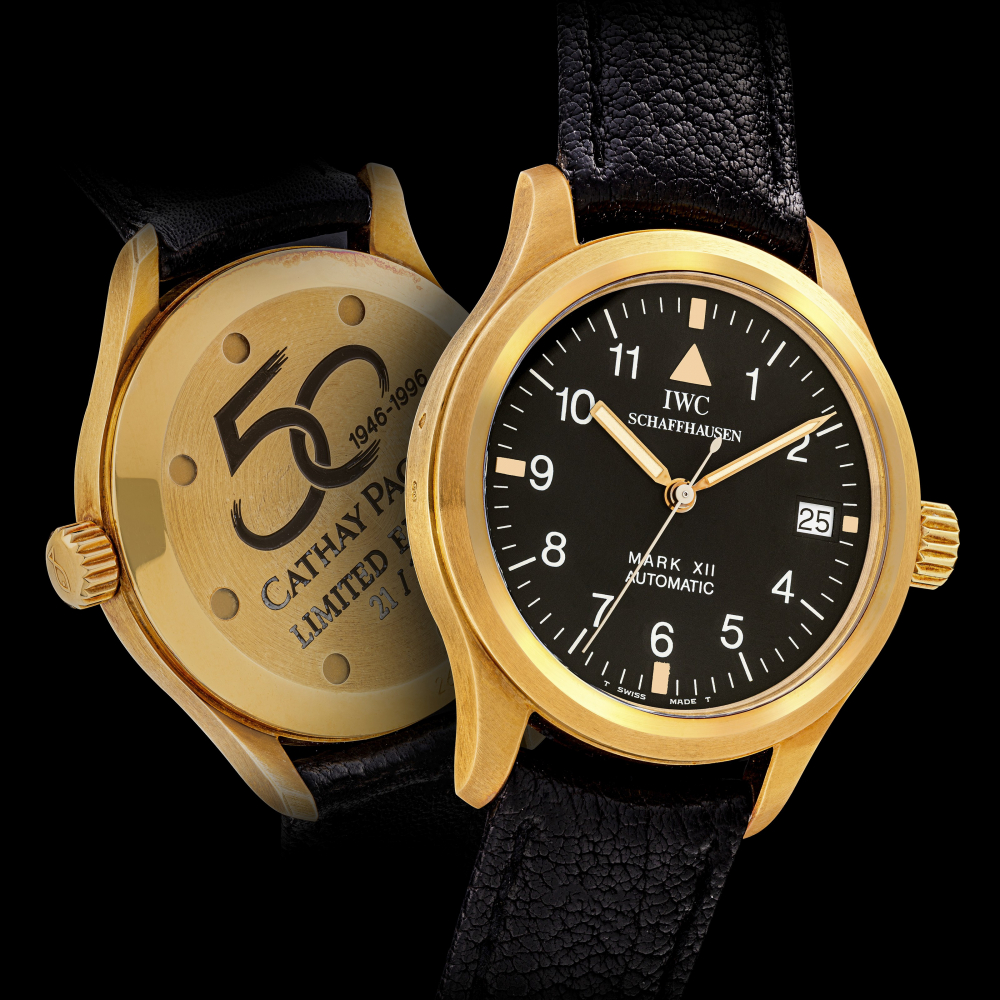 IWC, MARK XII CATHAY PACIFIC LIMITED EDITION, GOLD WITH DATE, NO.21/100 -