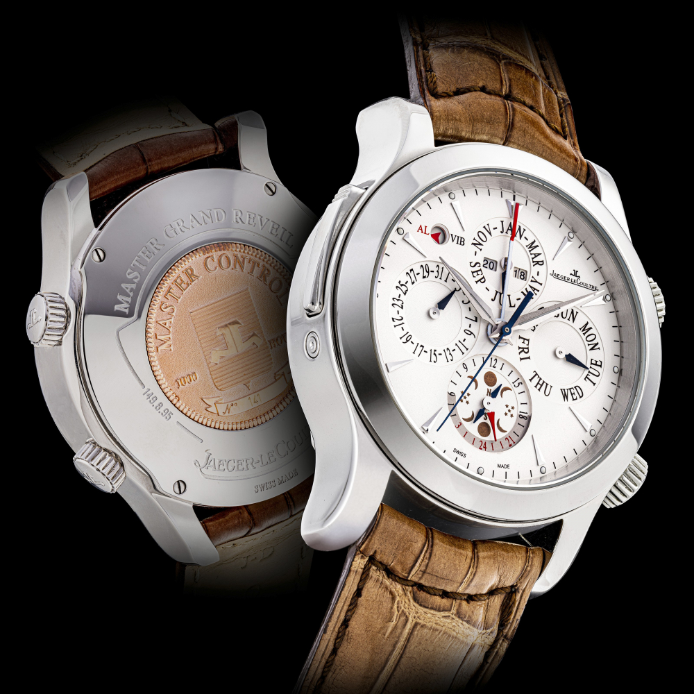 JAEGER-LECOULTRE, MASTER GRAND REVEIL, STEEL PERPETUAL CALENDAR, MOONPHASES, ALARM, 24-HOUR AND DIGITAL YEAR INDICATION -