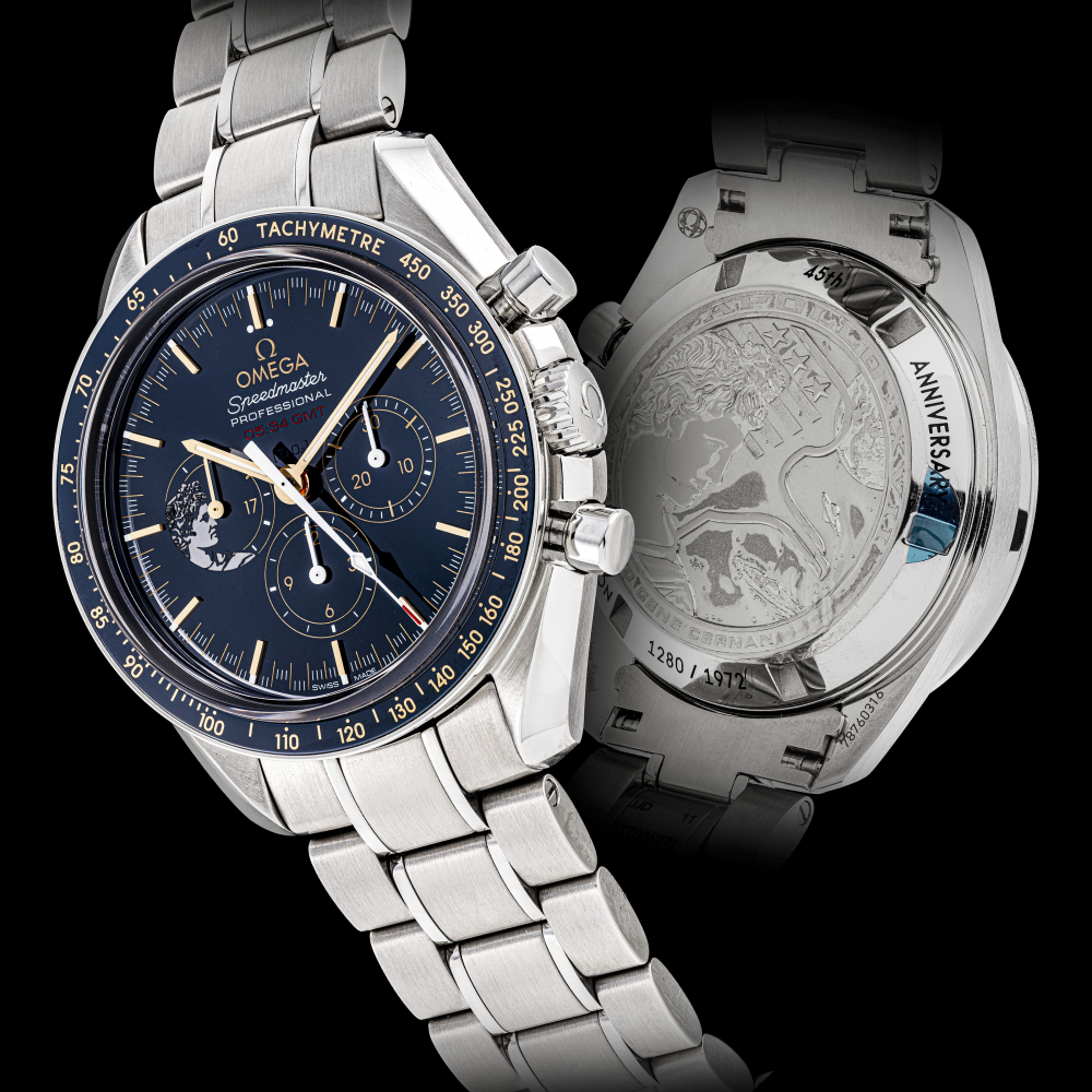 OMEGA, LIMITED EDITION, SPEEDMASTER 'APOLLO XVII', STEEL WITH CHRONOGRAPH, NO.1280/1972 -