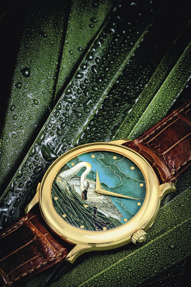 VACHERON CONSTANTIN. AN EXTREMELY RARE AND ATTRACTIVE 18K GOLD LIMITED EDITION AUTOMATIC WRISTWATCH WITH CLOISONNÉ ENAMEL DIAL