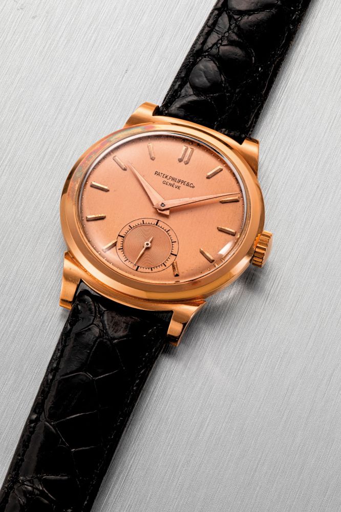 PATEK PHILIPPE. AN 18K PINK GOLD WRISTWATCH WITH PINK DIAL