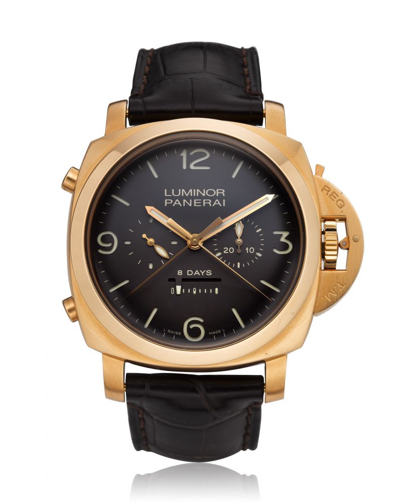 PANERAI, LUMINOR 1950 8 DAYS RATTRAPANTE, 18K PINK GOLD, REF. OP 6754, PAM00319, LIMITED EDITION NO. 196 OF 300 -
