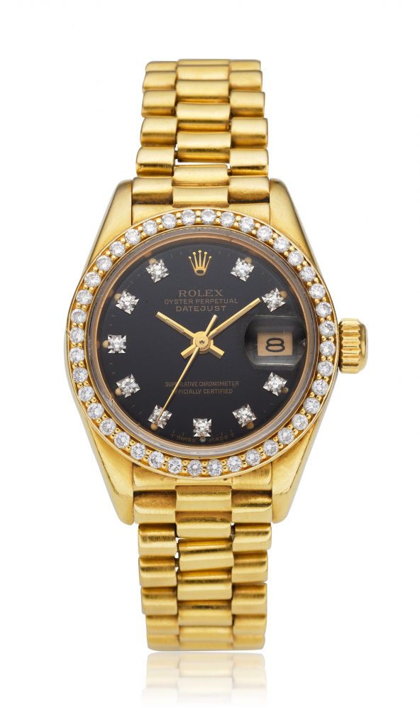 ROLEX, LADIES’ DATEJUST, 18K GOLD DIAMONDS, REF. 69138 -