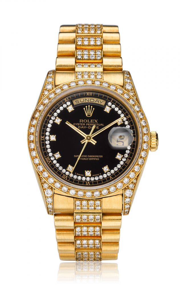 ROLEX, DAY-DATE, 18K GOLD DIAMONDS, REF. 18388 -