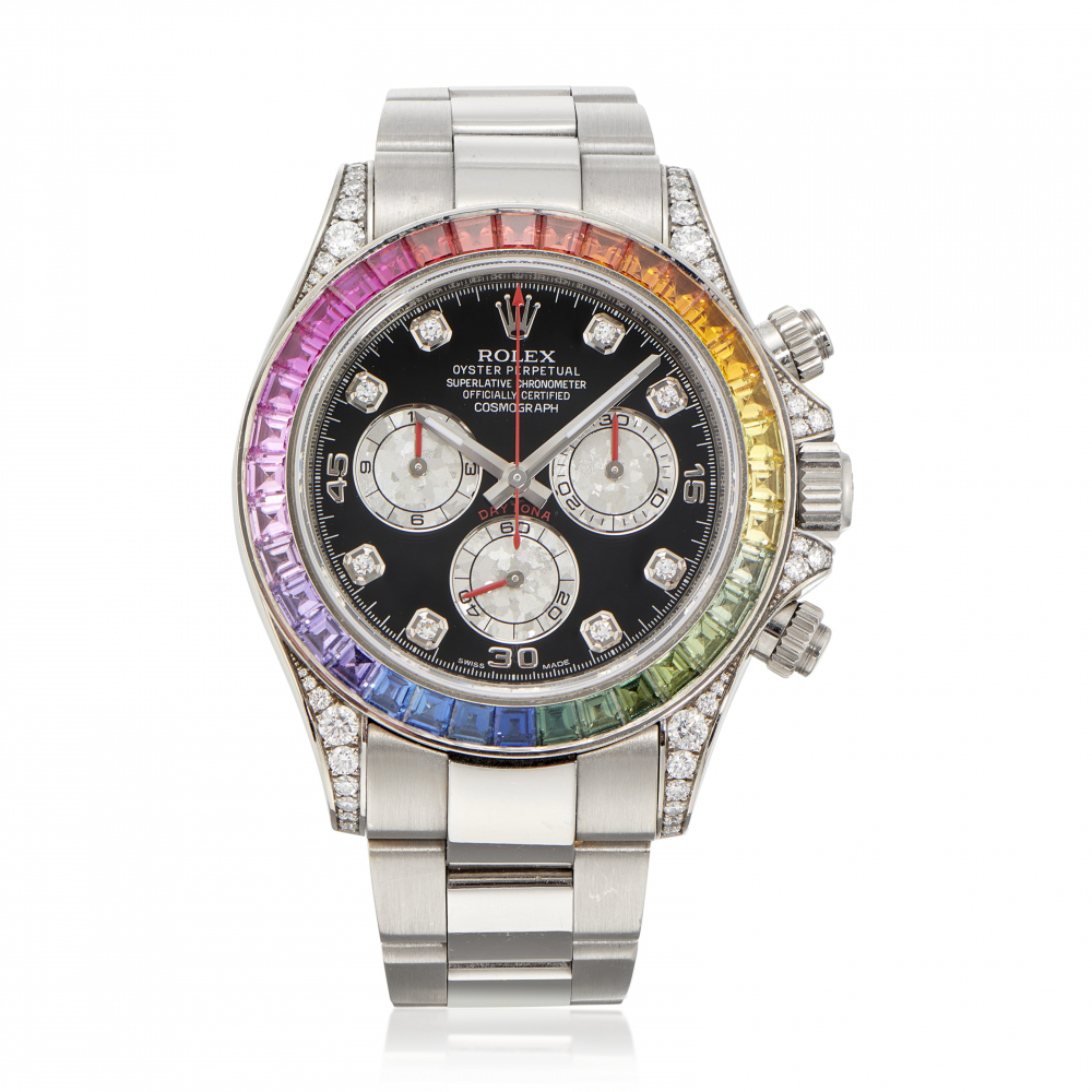 ROLEX, WHITE GOLD 'RAINBOW' DAYTONA, REF. 116599 -