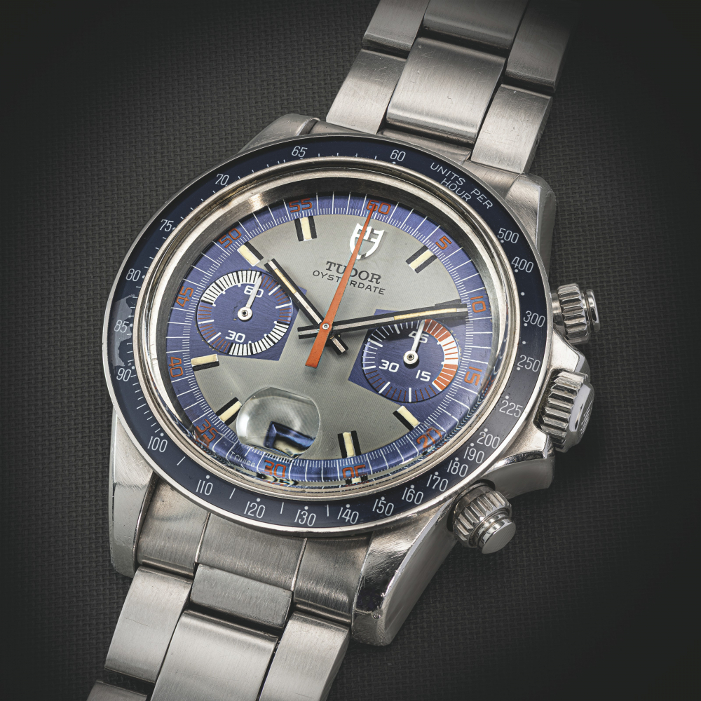 TUDOR. A RARE STAINLESS STEEL CHRONOGRAPH WRISTWATCH WITH DATE AND BRACELET