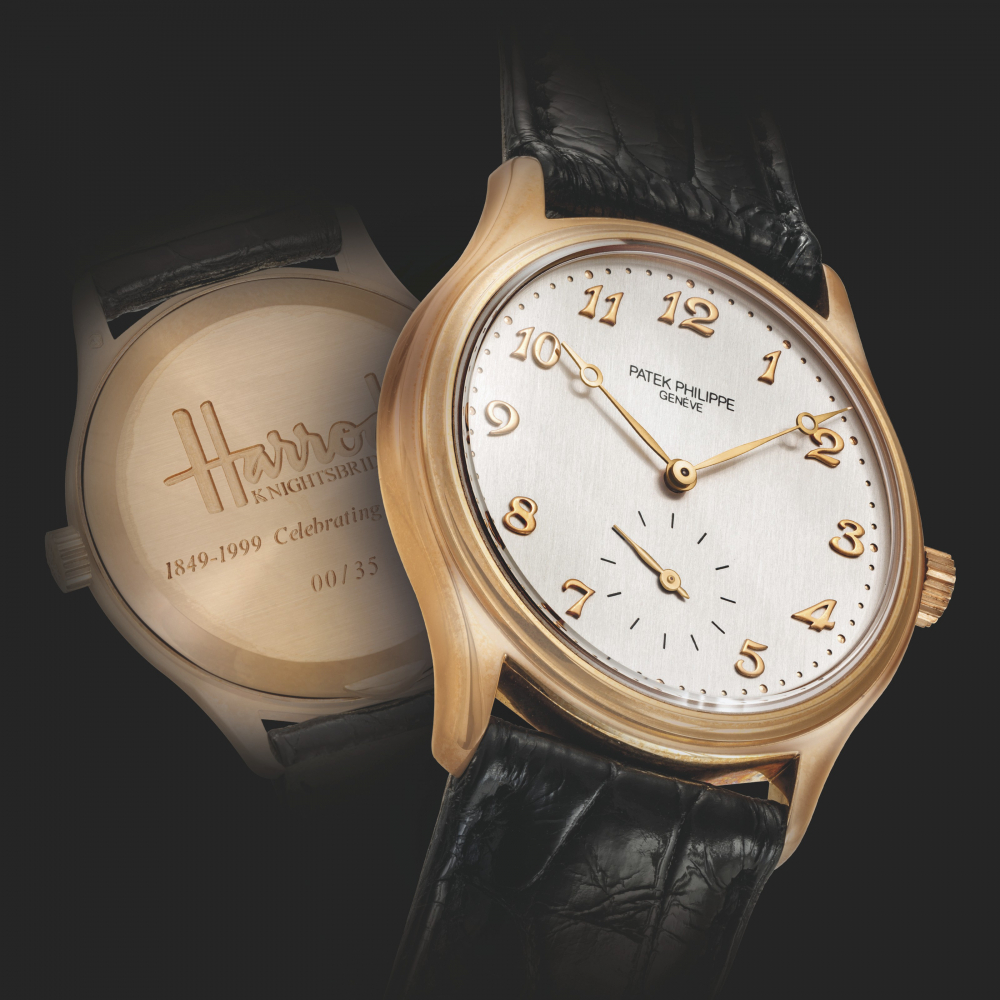 PATEK PHILIPPE. AN 18K PINK GOLD LIMITED EDITION WRISTWATCH WITH BREGUET NUMERALS, MADE TO COMMEMORATE THE 150 YEARS OF HARRODS
