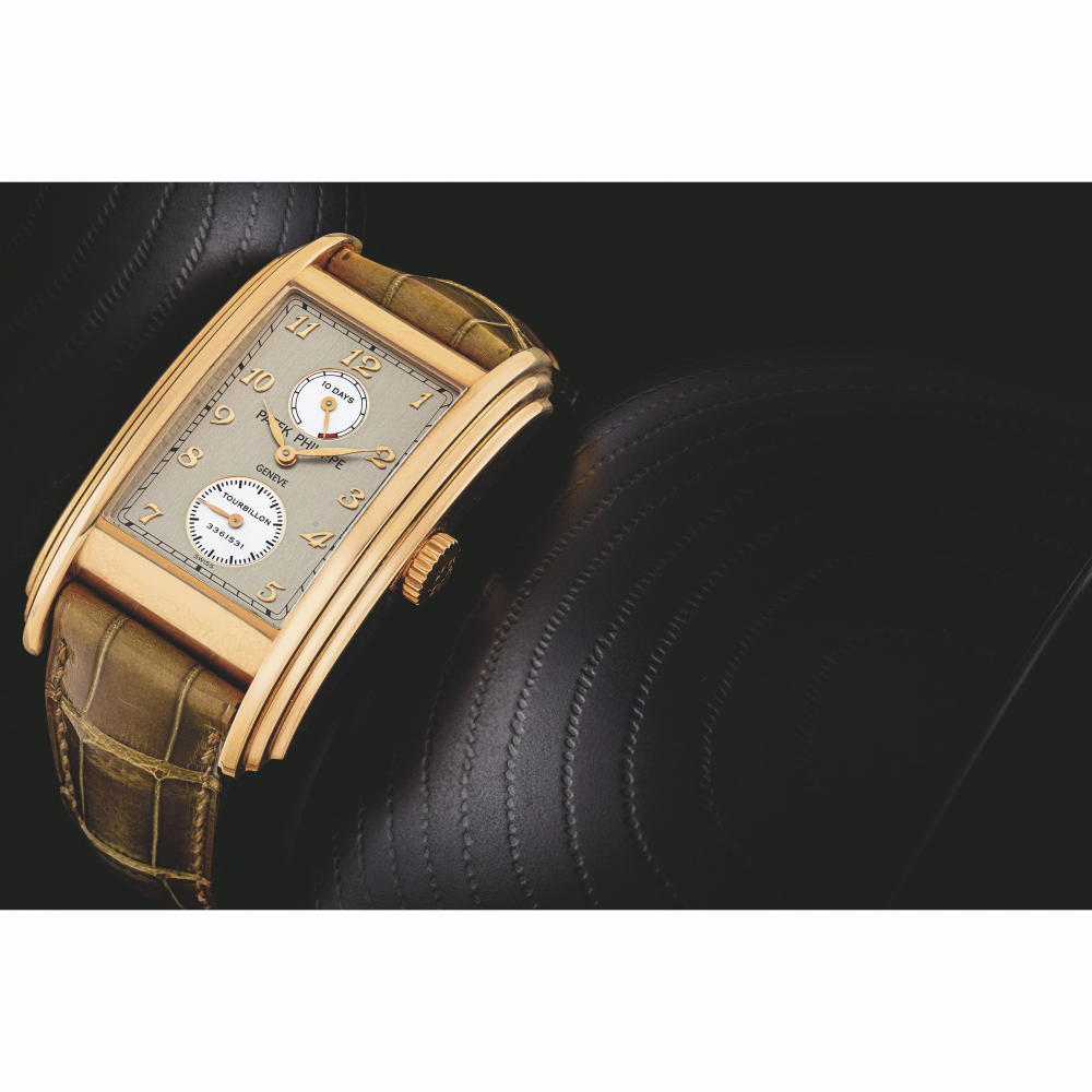 PATEK PHILIPPE. A RARE 18K PINK GOLD TOURBILLON WRISTWATCH WITH 10 DAY POWER RESERVE
