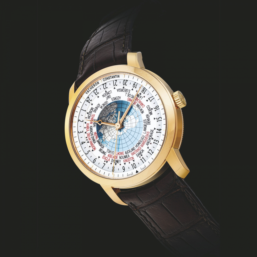 VACHERON CONSTANTIN. AN 18K PINK GOLD WORLD TIME AUTOMATIC WRISTWATCH WITH SWEEP CENTRE SECONDS