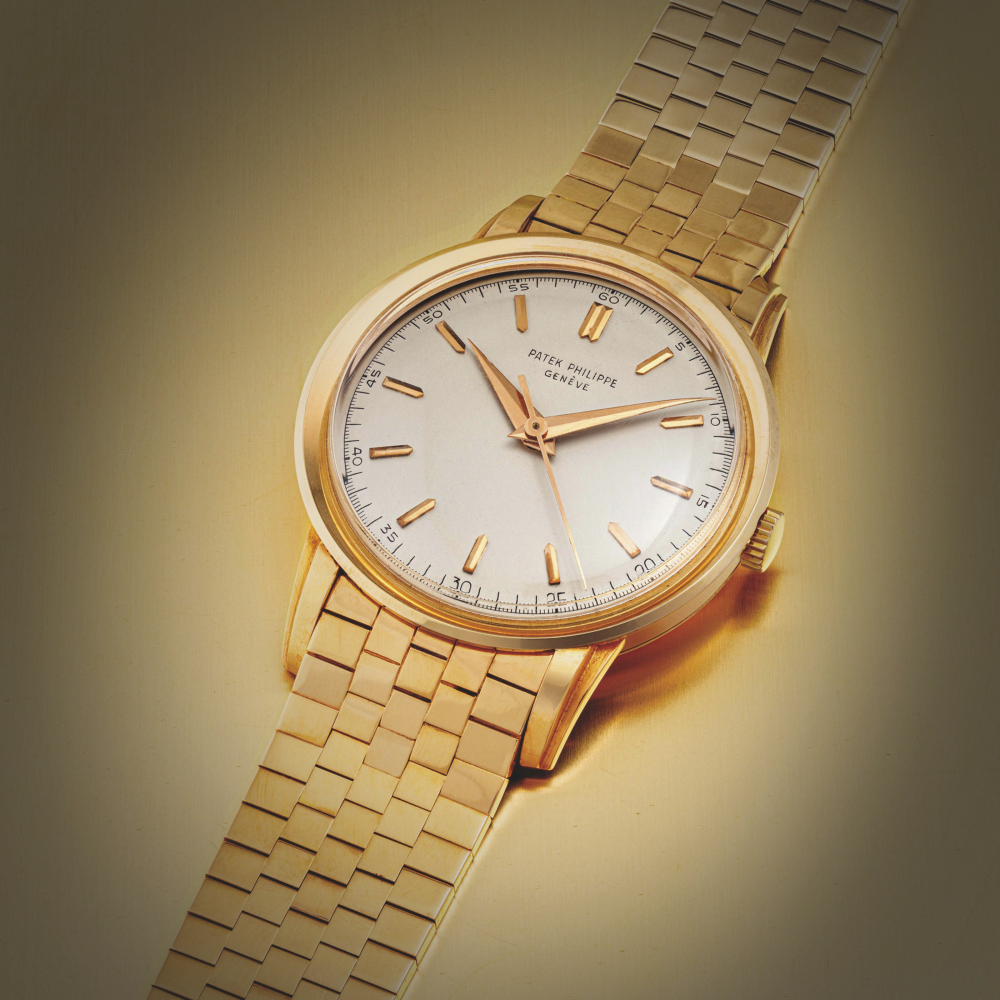PATEK PHILIPPE. A RARE 18K PINK GOLD WRISTWATCH WITH SWEEP CENTRE SECONDS AND BRACELET