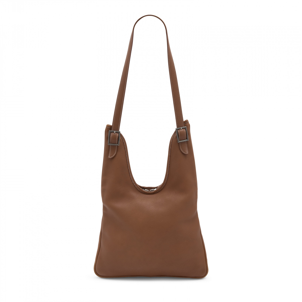 A NOISETTE CHÈVRE LEATHER MASSAI WITH PALLADIUM HARDWARE - HERMÈS