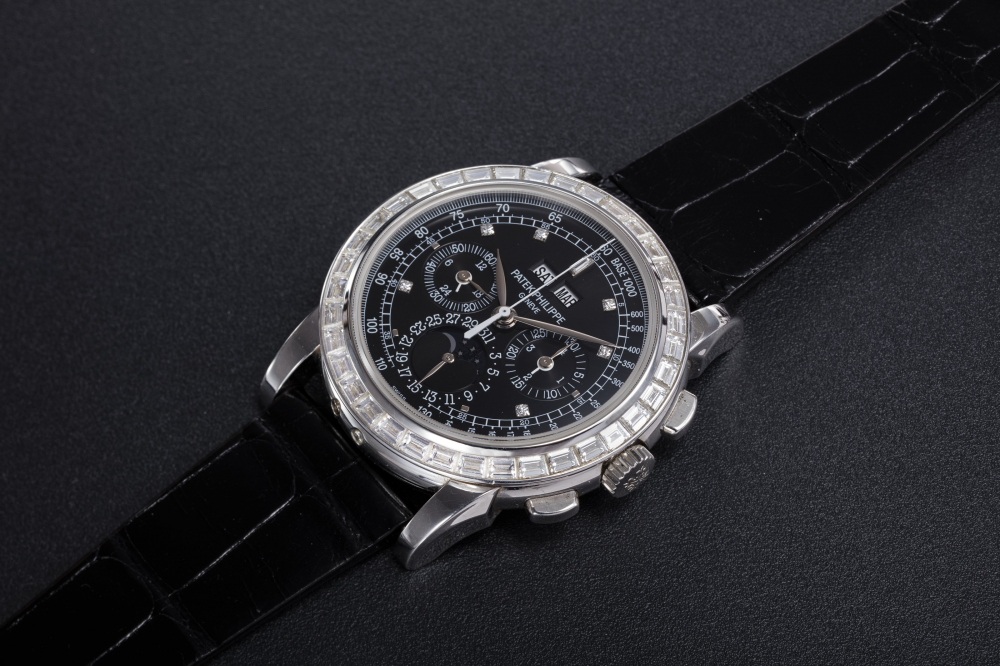 PATEK PHILIPPE, REF. 5971P, A PLATINUM AND DIAMOND-SET PERPETUAL CALENDAR CHRONOGRAPH - CASE