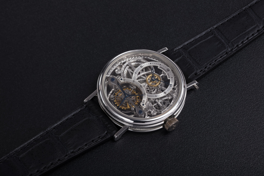 BREGUET, A MANUAL-WINDING PLATINUM TOURBILLON SQUELETTE WRISTWATCH 3512, REF. 3355 PT - CASEBACK