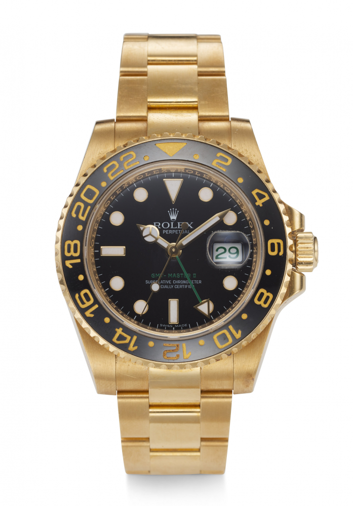 ROLEX, GMT MASTER II, 18K YELLOW GOLD, REF. 116718 -