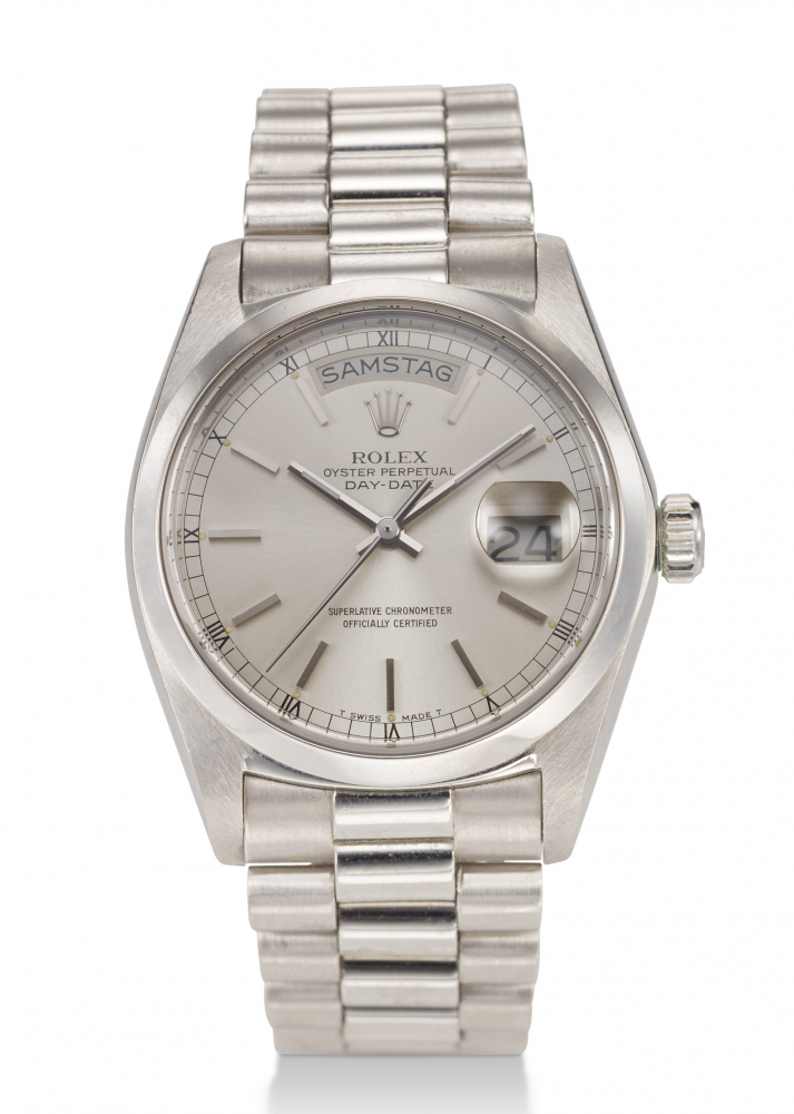 ROLEX, DAY DATE, PLATINUM, GERMAN DATE, REF. 18026 -