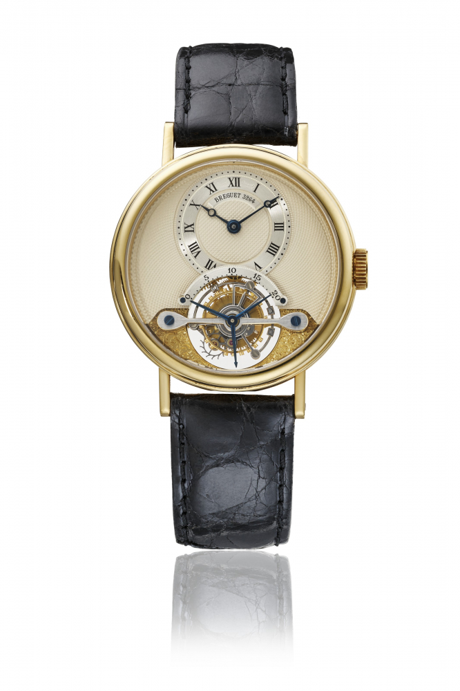 BREGUET. AN ATTRACTIVE 18K GOLD TOURBILLON WRISTWATCH