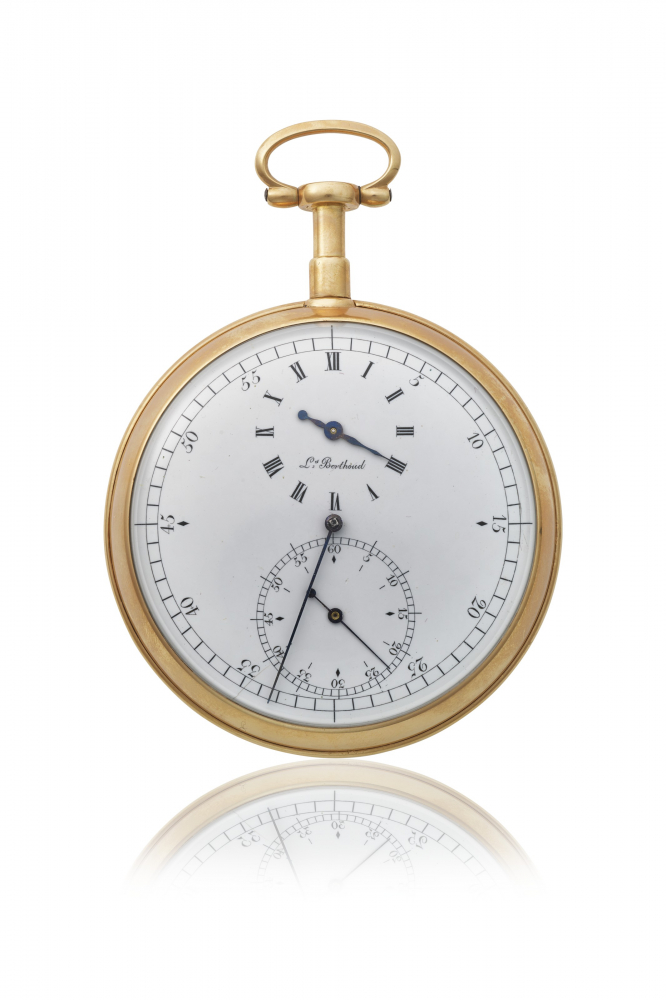LOUIS BERTHOUD, NO. 2370. AN EXTREMELY FINE, EARLY AND HIGHLY IMPORTANT 18K GOLD OPENFACE POCKET CHRONOMETER WITH PIVOTED DETENT ESCAPEMENT AND FRICTION ROLLERS