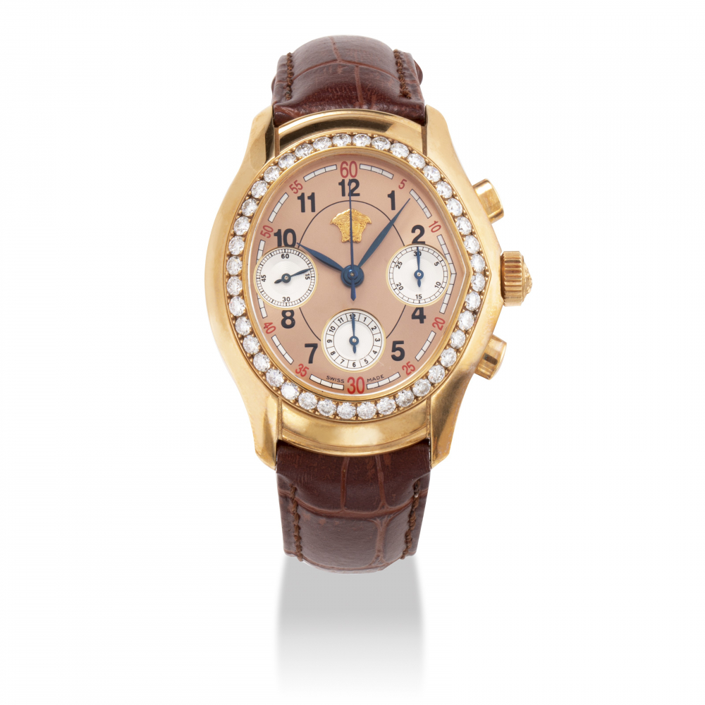 GIANNI VERSACE, PINK GOLD AND DIAMOND-SET CHRONOGRAPH -