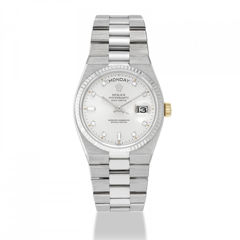 ROLEX, WHITE GOLD OYSTER QUARTZ, REF. 19019 -