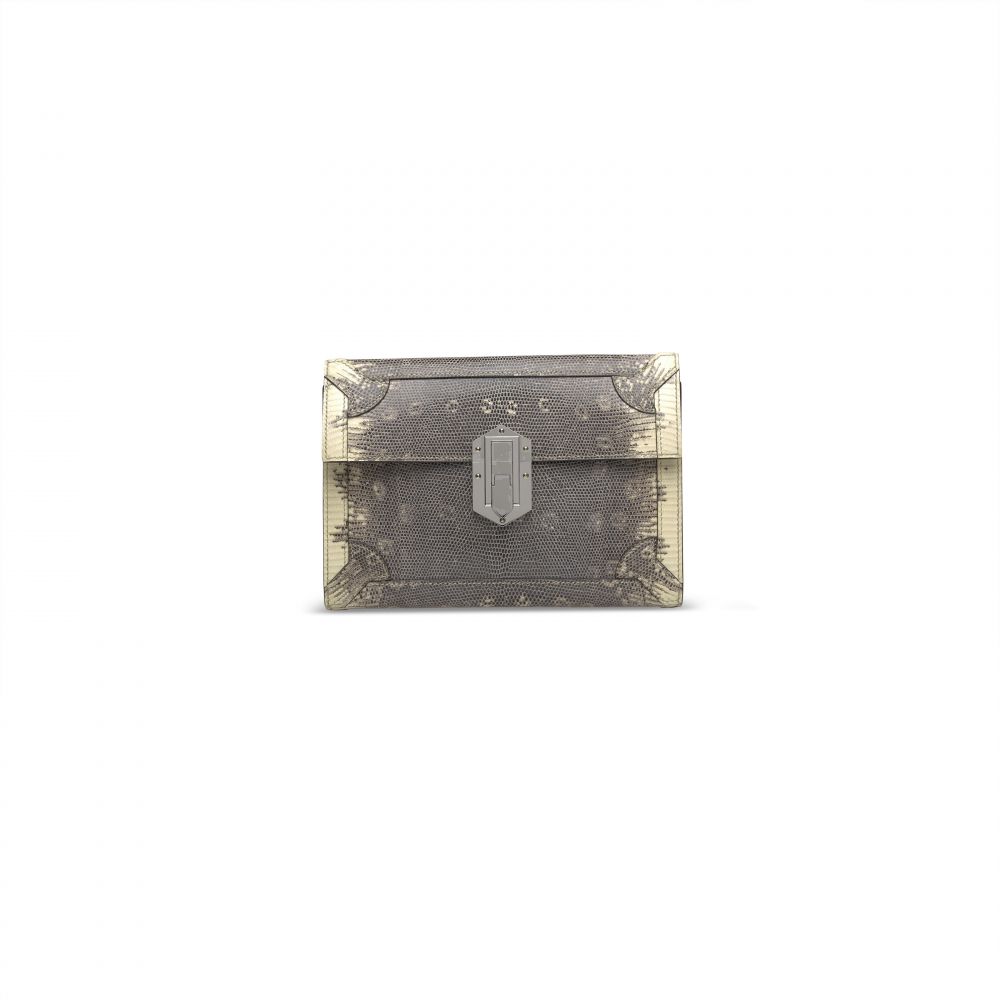 A SHINY OMBRÉ SALVATOR LIZARD FLÈCHE D'OR WITH PALLADIUM HARDWARE - HERMÈS