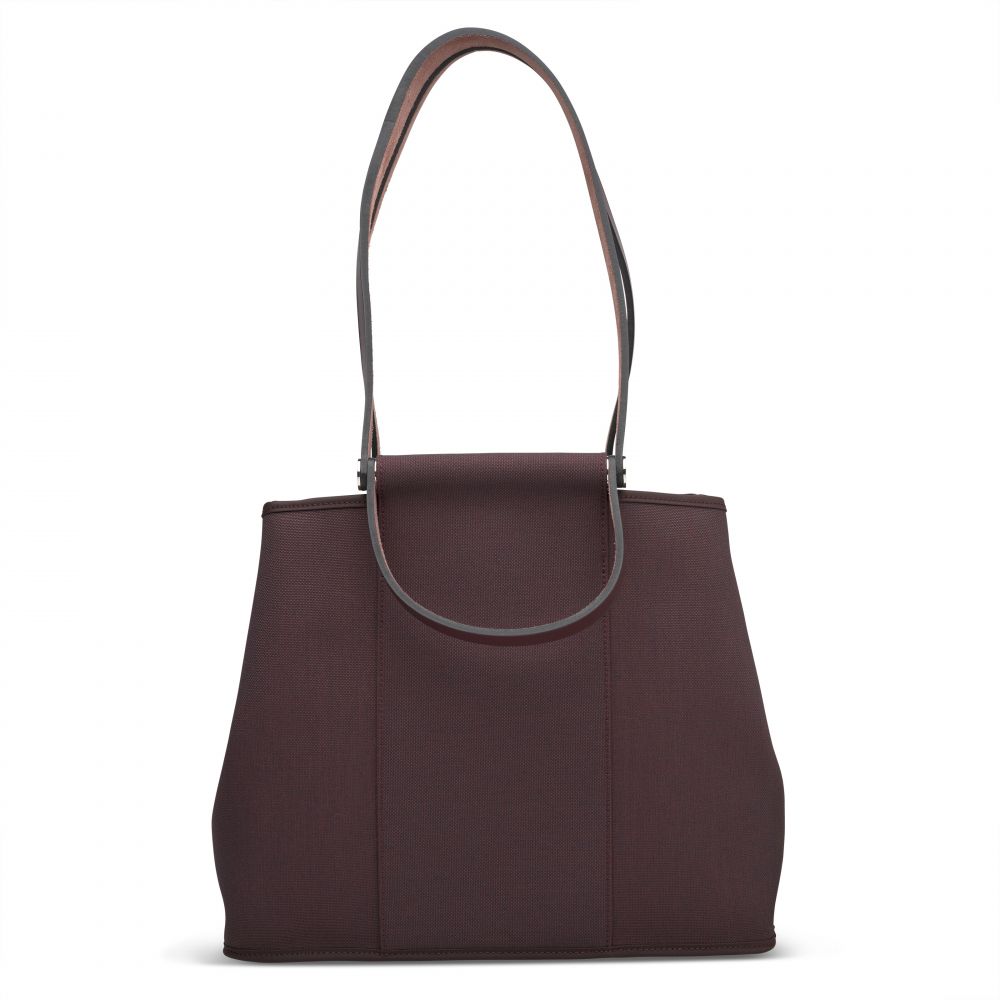 A ROUGE H CANVAS VACHE HUNTER LEATHER CABAG PM WITH PALLADIUM HARDWARE - HERMÈS
