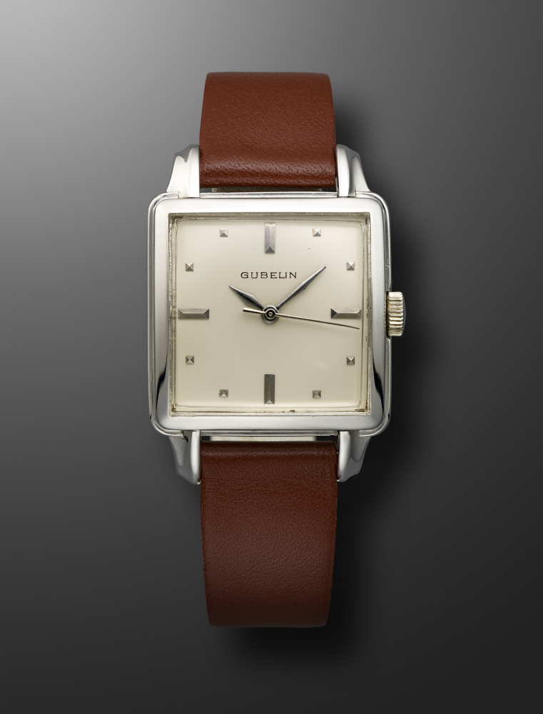 GUBELIN, WHITE GOLD SQUARE WRISTWATCH -