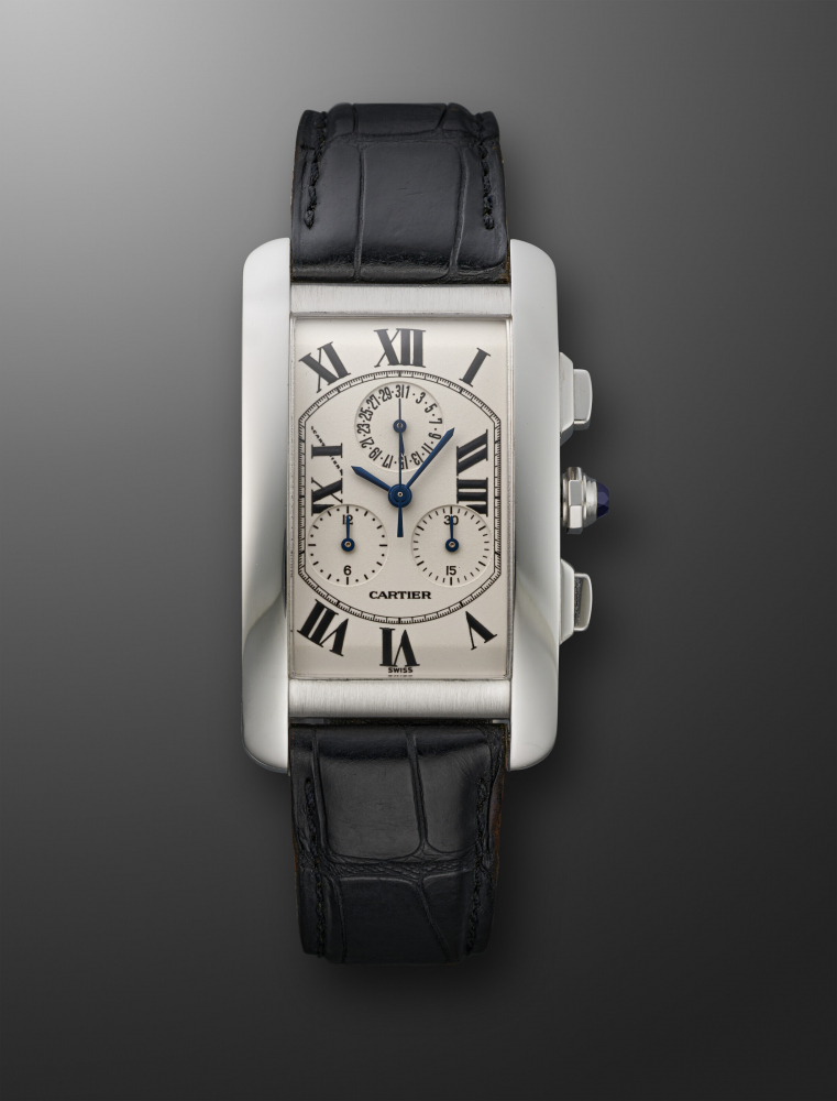 CARTIER, WHITE GOLD CHRONOGRAPH 'TANK AMERICAINE', REF. 2312" -