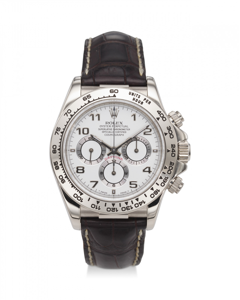 ROLEX, REF. 16519, DAYTONA, “ZENITH”, A FINE 18K WHITE GOLD CHRONOGRAPH WRISTWATCH WITH WHITE DIAL