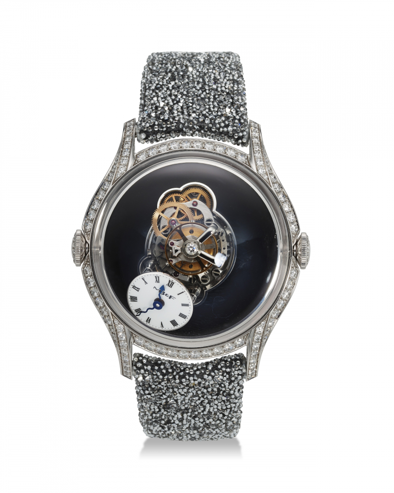 MB&F, LEGACY MACHINE, FLYING T LACQUER, A VERY FINE AND RARE 18K WHITE GOLD AND DIAMOND-SET TOURBILLION WRISTWATCH