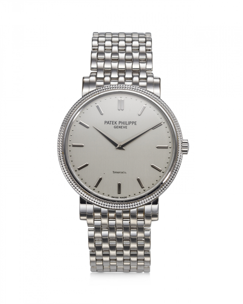 PATEK PHILIPPE, REF. 5120/1G-001, CALATRAVA, A VERY FINE 18K WHITE GOLD WRISTWATCH, SIGNED AND RETAILED BY TIFFANY CO.