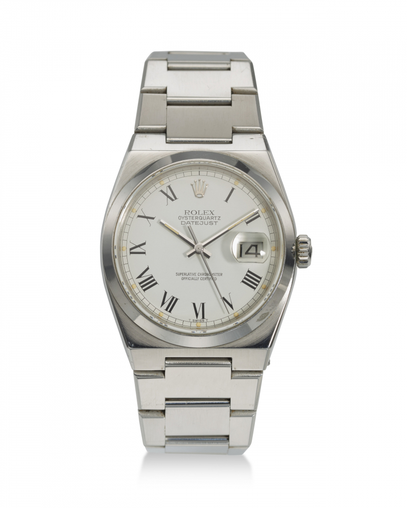 ROLEX, REF. 17000, DATEJUST OYSTERQUARTZ, A FINE STEEL QUARTZ BRACELET WATCH WITH DATE -