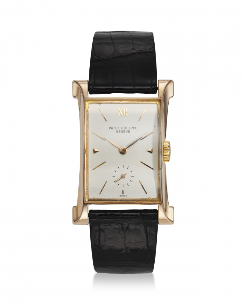 PATEK PHILIPPE, REF. 2441, “EIFFEL TOWER”, A FINE AND RARE 18K ROSE GOLD RECTANGULAR-SHAPED WRISTWATCH WITH SUBSIDIARY SECONDS -