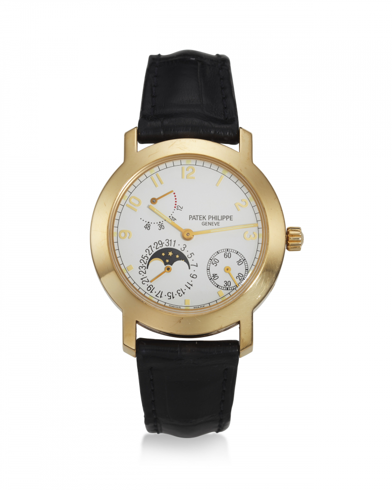 PATEK PHILIPPE, REF. 5055J-001, A FINE 18K YELLOW GOLD WRISTWATCH WITH MOON PHASES, DATE, AND POWER RESERVE -