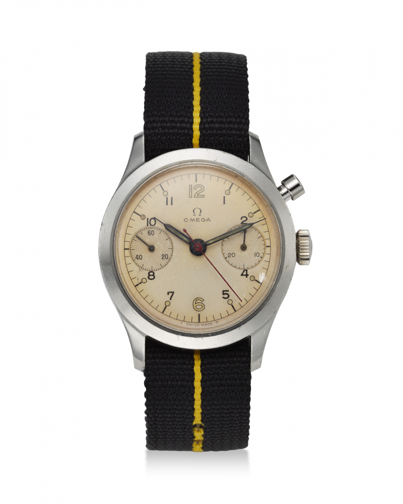 OMEGA, REF. 34-62, RCAF, A FINE AND RARE STEEL MILITARY-ISSUED CHRONOGRAPH WRISTWATCH -