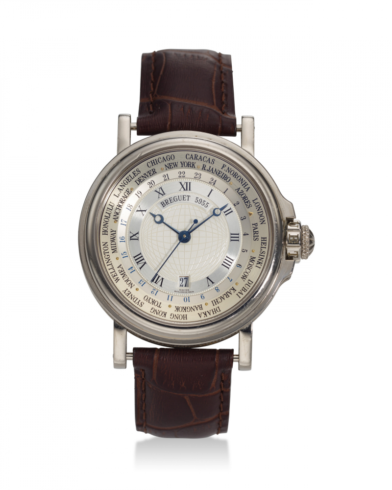 BREGUET, REF. 3700, MARINE HORA MUNDI, A FINE 18K WHITE GOLD WORLD TIME WRISTWATCH WITH DATE -