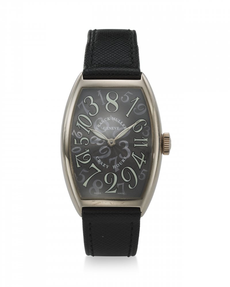 FRANCK MULLER, REF. 5850 CH, CRAZY HOURS, A FINE 18K WHITE GOLD WRISTWATCH WITH JUMPING HOURS -