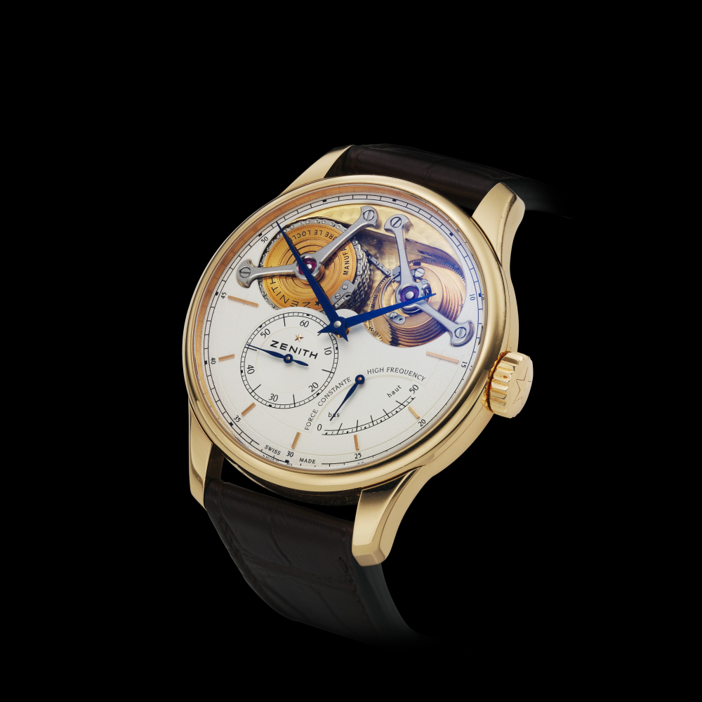 ZENITH, ACADEMY GEORGES FAVRE-JACOT 150TH ANNIVERSARY, 18K ROSE GOLD, HIGH FREQUENCY CONSTANT FORCE CHRONOMETER WITH FUSEE CHAIN TRANSMISSION, LIMITED EDITION 2/150 -