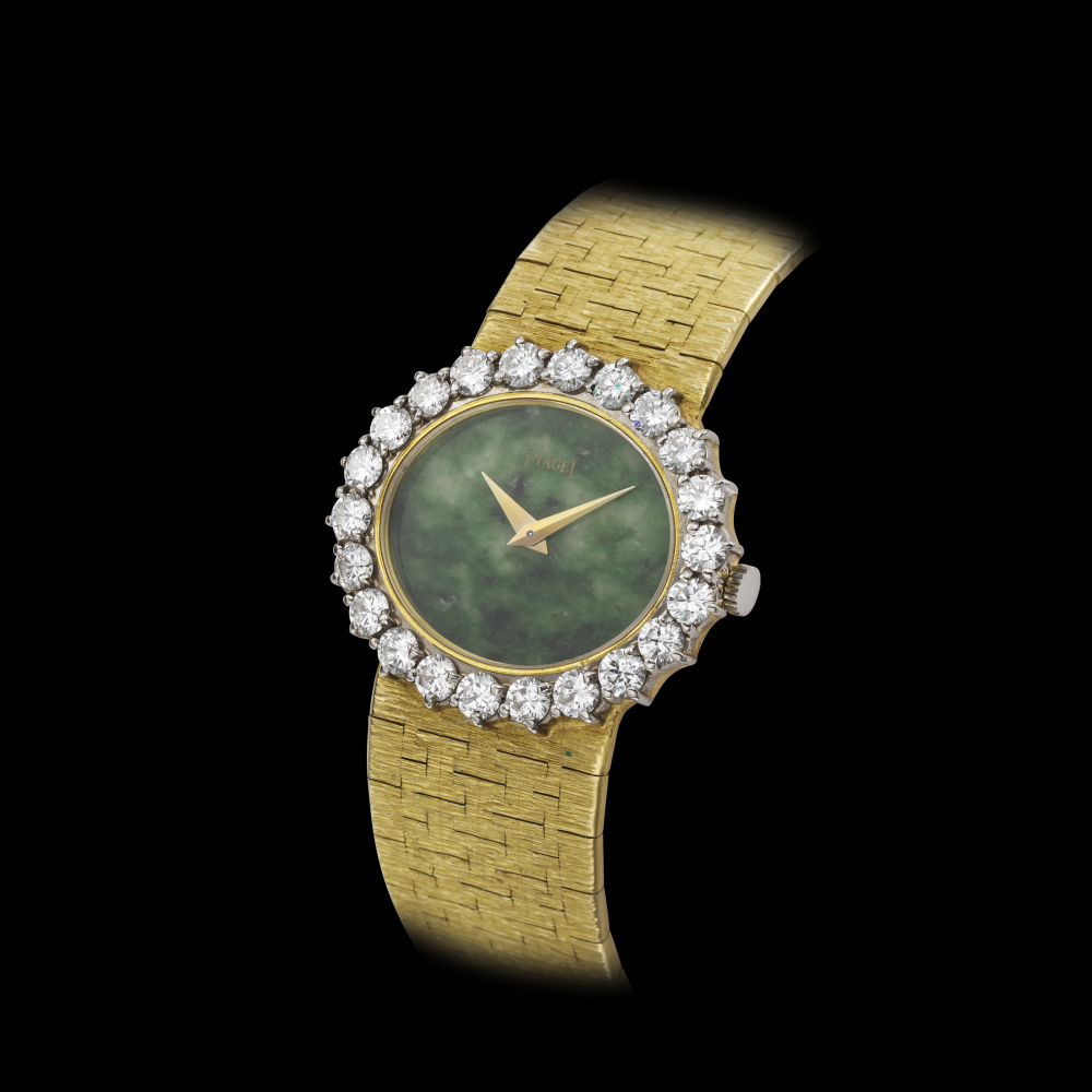 PIAGET, 18K YELLOW GOLD, DIAMONDS, JADE DIAL, REF. 9330 -