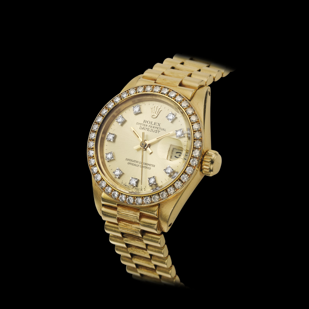 ROLEX DATEJUST 18K YELLOW GOLD, DIAMONDS REF 6927 -