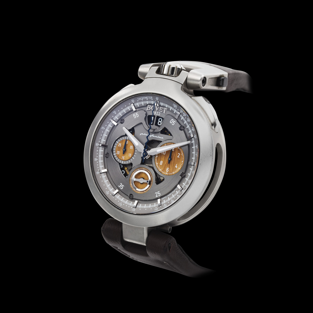 BOVET, CAMBIANO CHRONOGRAPH, CONVERTIBLE STAINLESS STEEL POCKET AND WRISTWATCH, LIMITED EDITION 24/80 -