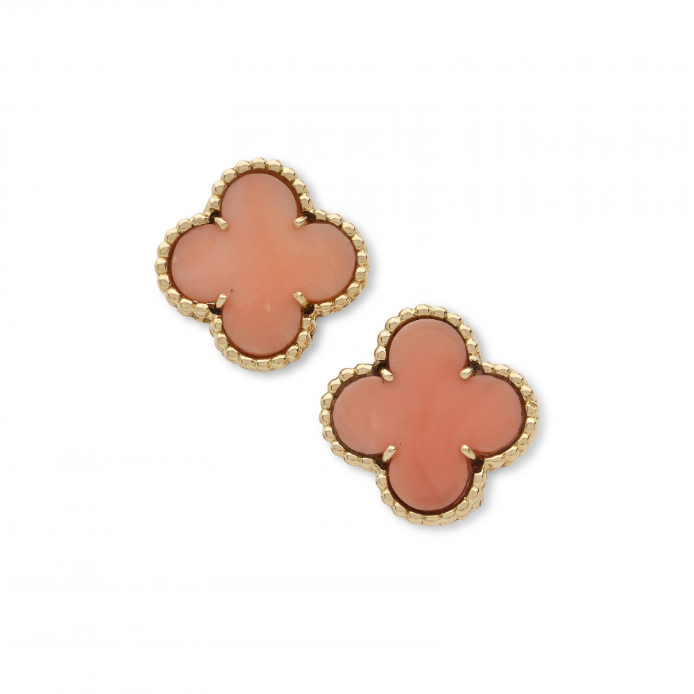 VAN CLEEF ARPELS BOUCLES D'OREILLES 'ALHAMBRA' CORAIL -