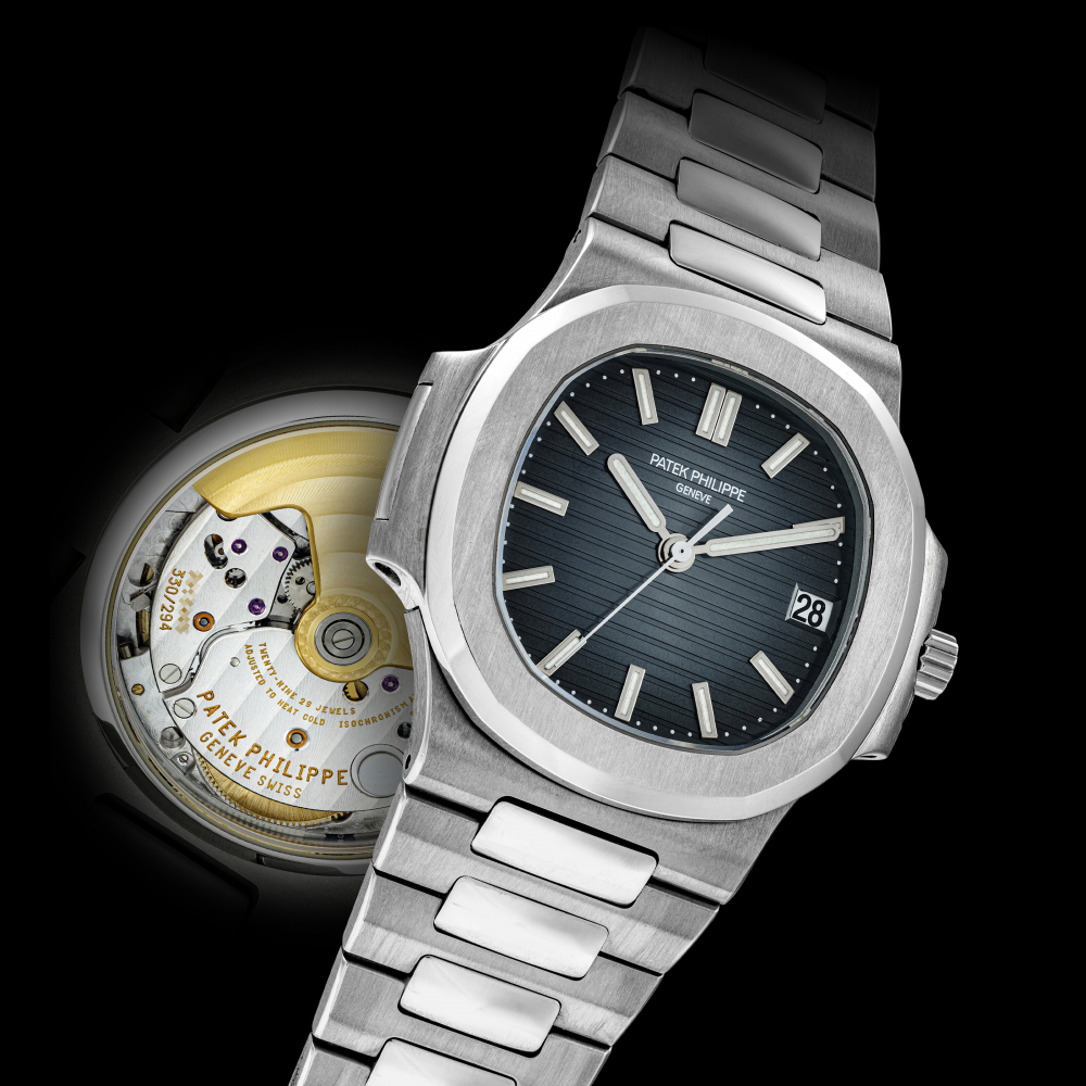 PATEK PHILIPPE. A RARE STAINLESS STEEL AUTOMATIC WRISTWATCH WITH SWEEP CENTRE SECONDS, DATE AND BRACELET
