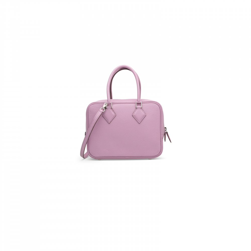 A MAUVE SYLVESTRE CHÈVRE LEATHER MINI PLUME WITH PALLADIUM HARDWARE - HERMÈS