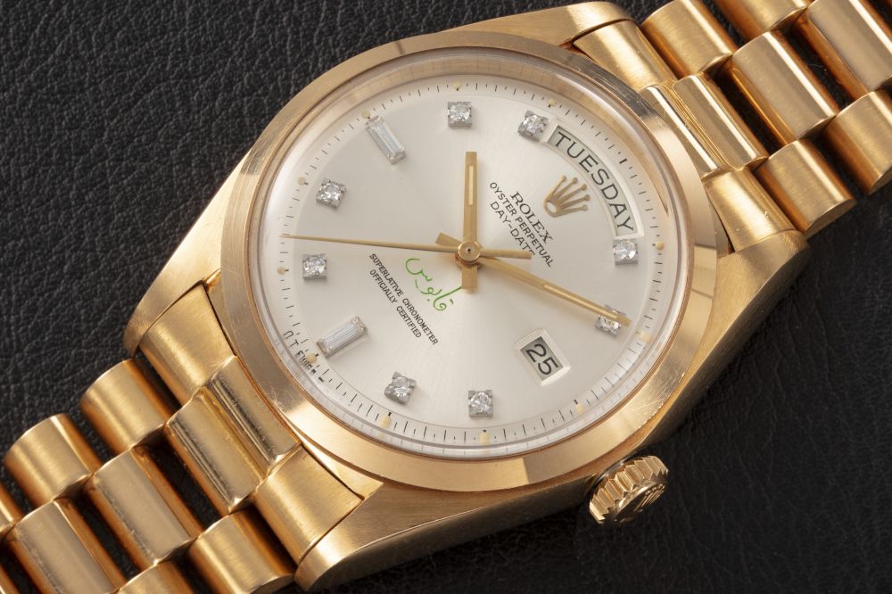 ROLEX, DAY-DATE REF. 1802, A RARE GOLD AND DIAMOND-SET AUTOMATIC WRISTWATCH MADE FOR SULTAN QABOOS OF OMAN - CASE