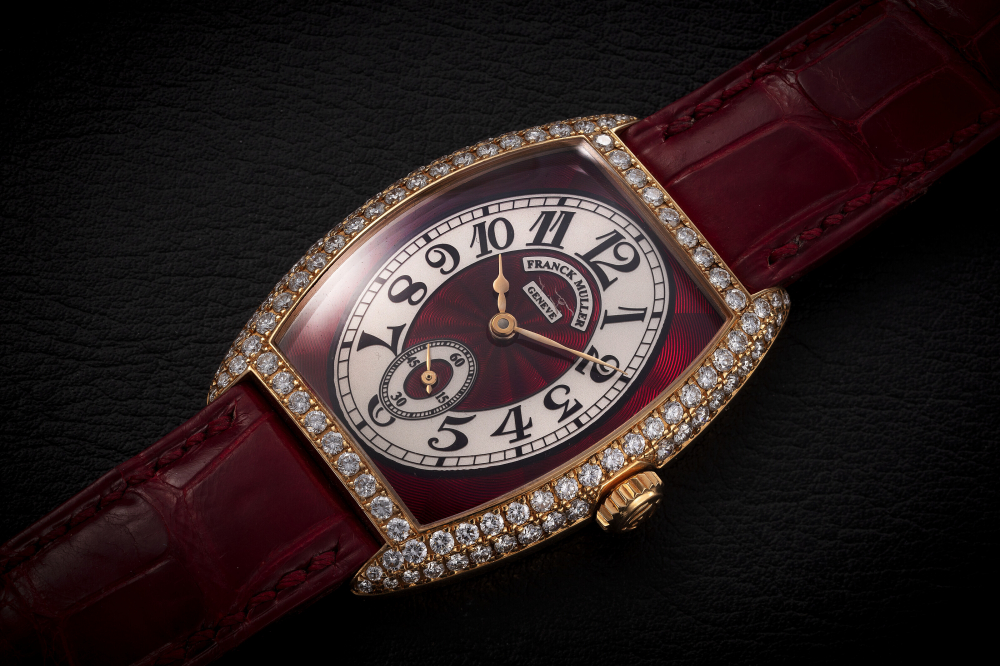 FRANCK MULLER CHRONOMETRO REF. 7502 S6 D, AN ATTRACTIVE GOLD AND DIAMOND-SET WRISTWTCH WITH ENAMEL DIAL - CASE