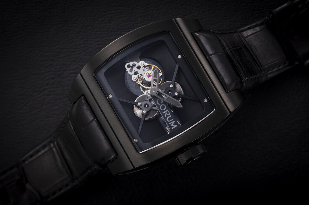 CORUM, TI-BRIDGE TOURBILLON, A LIMITED EDITION BLACK PVD-COATED TITANIUM WRISTWATCH - CASE