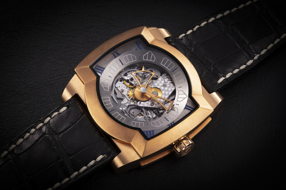 DELACOUR, LYRA, AN IMPRESSIVE PINK GOLD MINUTE REPEATING SKELETON WRISTWATCH -